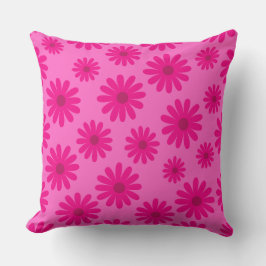 ミッドセンチュリーモダンデイジーレトロパターンピンク クッション