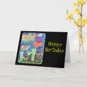 "ミッドセンチュリーモダントロピカルティキ絵画ラウンジ"の カード (黄色い花)