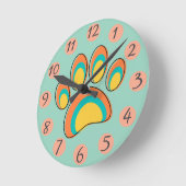 ミッドセンチュリーモダンドッグポープリント ラウンド壁時計 (傾斜)