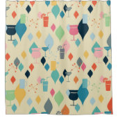 ミッドセンチュリーモダンドリンク シャワーカーテン (正面)