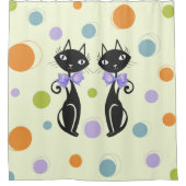 ミッドセンチュリーモダンネコ シャワーカーテン (正面)