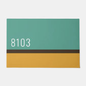 ミッドセンチュリーモダンハウスアドレスターコイズイエロー ドアマット (正面)