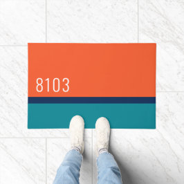 ミッドセンチュリーモダンハウスアドレスターコイズレッド ドアマット