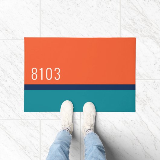 ミッドセンチュリーモダンハウスアドレスターコイズレッド ドアマット (室内)