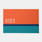 ミッドセンチュリーモダンハウスアドレスターコイズレッド ドアマット (正面)