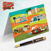 ミッドセンチュリーモダンハウスノートカード サンキューカード