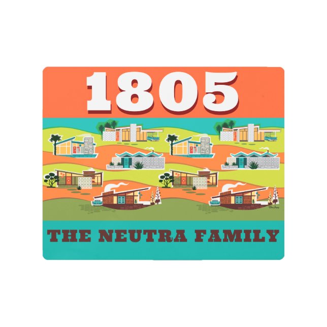 ミッドセンチュリーモダンハウスハウスナンバーズカスタムー メタルプリント (正面)