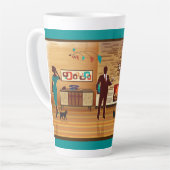 ミッドセンチュリーモダンハウスリビングルームシーン カフェラテマグ (左アングル)