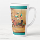 ミッドセンチュリーモダンハウスリビングルームシーン カフェラテマグ (右)