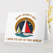 ミッドセンチュリーモダンハッピーファーザーズデイシルボーツ カード (黄色い花)