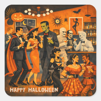 ミッドセンチュリーモダンハロウィンマティニーパーティー スクエアシール
