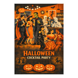 ミッドセンチュリーモダンハロウィンマーティニパーティー フォトプリント           