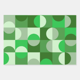 ミッドセンチュリーモダンハーフサークルグリーングレー ラッピングペーパーシート