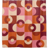 ミッドセンチュリーモダンハーフサークルピンクオレンジ シャワーカーテン (正面)