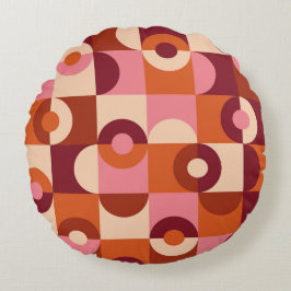 ミッドセンチュリーモダンハーフサークルピンクオレンジ ラウンドクッション