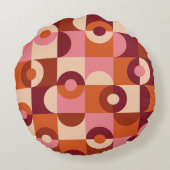 ミッドセンチュリーモダンハーフサークルピンクオレンジ ラウンドクッション (裏面)