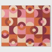 ミッドセンチュリーモダンハーフサークルピンク茶色オレンジ ラッピングペーパー (フラット)