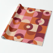 ミッドセンチュリーモダンハーフサークルピンク茶色オレンジ ラッピングペーパー (アンロールド)