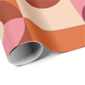 ミッドセンチュリーモダンハーフサークルピンク茶色オレンジ ラッピングペーパー (ロールコーナー)