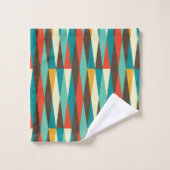 ミッドセンチュリーモダンバスタオル、ダイヤモンドパターン バスタオルセット (ウォッシュタオル)