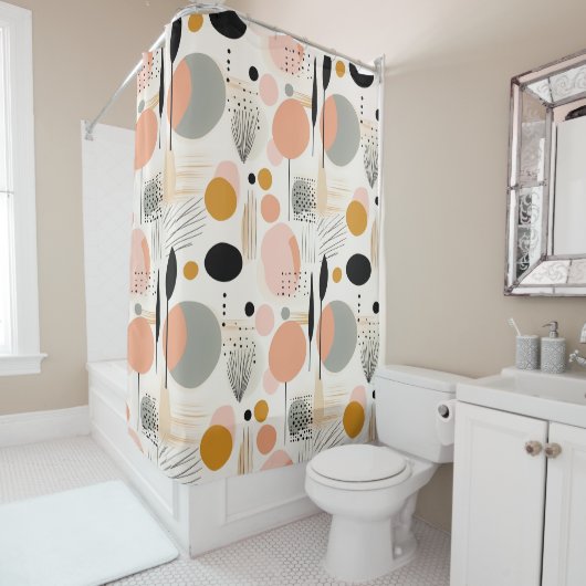ミッドセンチュリーモダンバスルーム シャワーカーテン (インサイチュ)