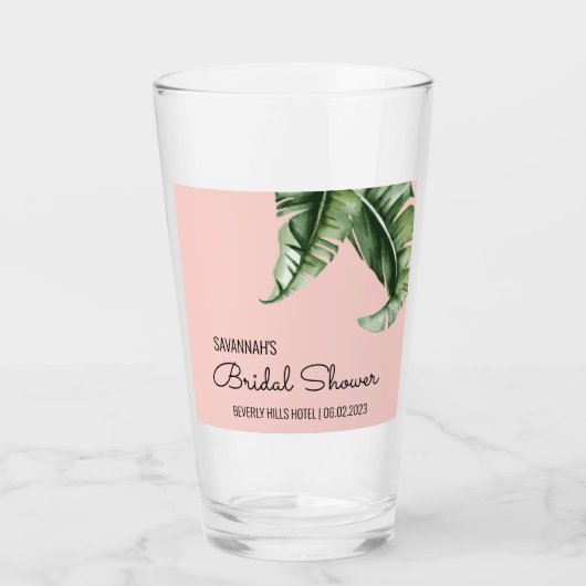 ミッドセンチュリーモダンバナナリーフブライダルシャワーのお願い タンブラーグラス (正面)