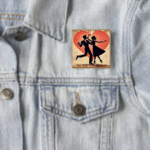 ミッドセンチュリーモダンバレンタイン踊りカップル 缶バッジ (インサイチュ)