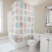 ミッドセンチュリーモダンパステル シャワーカーテン (インサイチュ)