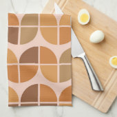 ミッドセンチュリーモダンパタンオレンジブラウン キッチンタオル (四つ折り)
