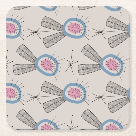 ミッドセンチュリーモダンパタンスクエア紙コースター スクエアペーパーコースター (正面)