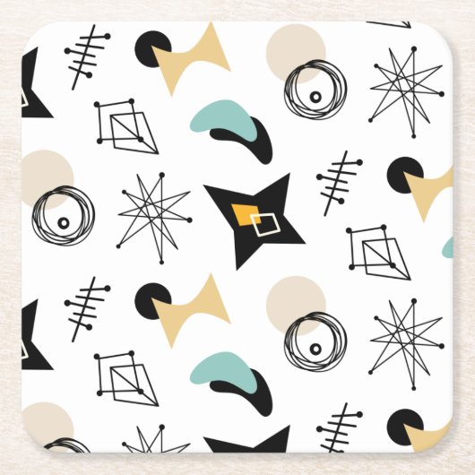 ミッドセンチュリーモダンパタンスクエア紙コースター スクエアペーパーコースター (正面)