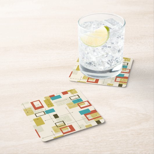 ミッドセンチュリーモダンパタンスクエア紙コースター スクエアペーパーコースター (インサイチュ)