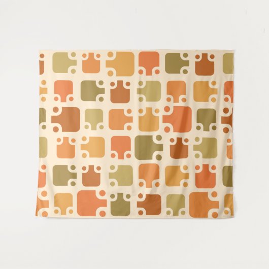 ミッドセンチュリーモダンパターンオークル タペストリー (正面(横))