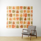 ミッドセンチュリーモダンパターンオークル タペストリー (インサイチュ(横))