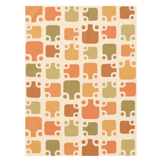 ミッドセンチュリーモダンパターンオークル テーブルクロス (正面)