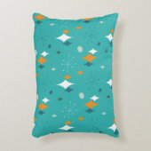 ミッドセンチュリーモダンパターンティール(緑がかった色) アクセントクッション (正面(垂直))