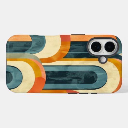 ミッドセンチュリーモダンパターンティール(緑がかった色)イエローオレンジ Case-Mate iPhoneケース (裏面 (横))