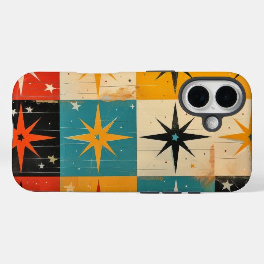 ミッドセンチュリーモダンパターンティール(緑がかった色)イエローレッド Case-Mate iPhoneケース (裏面 (横))