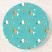 ミッドセンチュリーモダンパターンティール(緑がかった色) コースター (正面)