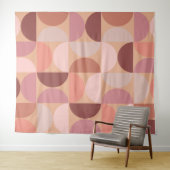 ミッドセンチュリーモダンパターンピーチファズ タペストリー (インサイチュ(横))