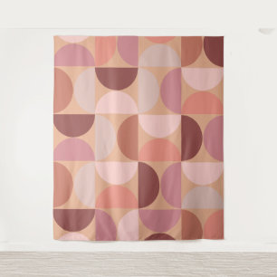 ミッドセンチュリーモダンパターンピーチファズ タペストリー