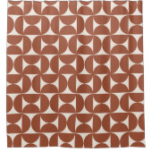 ミッドセンチュリーモダンパターンラストテラコッタ シャワーカーテン (正面)