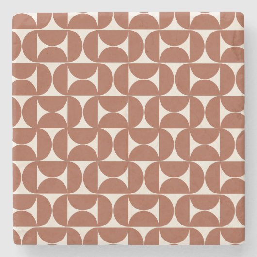 ミッドセンチュリーモダンパターンラストテラコッタ ストーンコースター (正面)