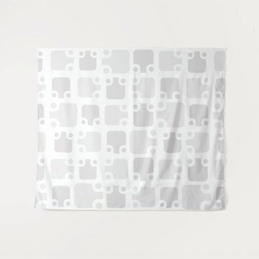 ミッドセンチュリーモダンパターン白 タペストリー (正面(横))