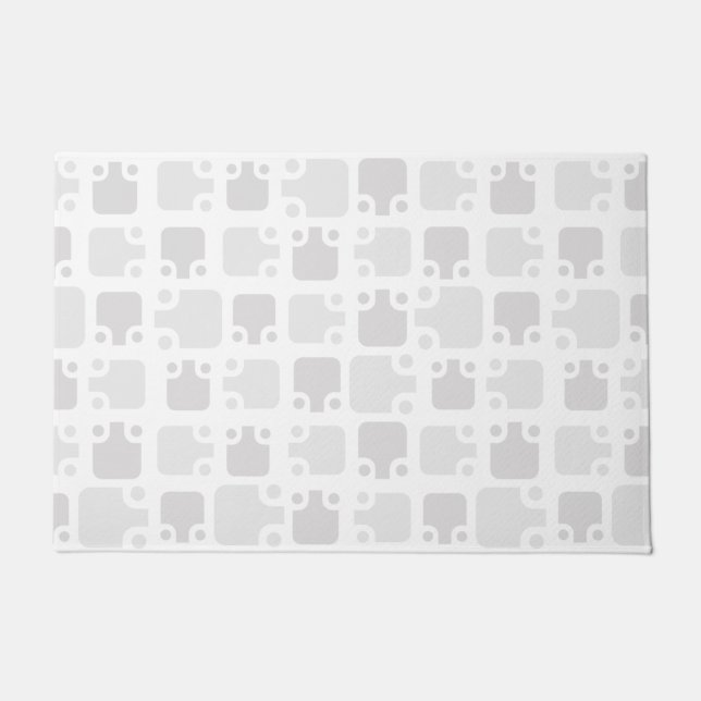 ミッドセンチュリーモダンパターン白 ドアマット (正面)