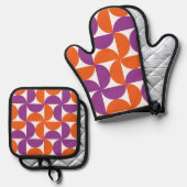 ミッドセンチュリーモダンパターン 鍋つかみ&鍋敷きセット (正面/裏面)
