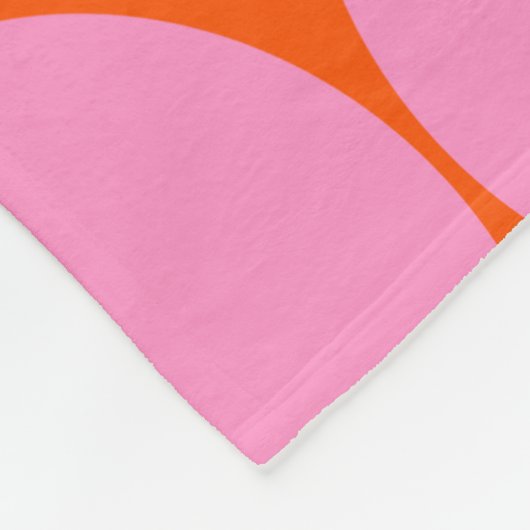 ミッドセンチュリーモダンパター名門私立校風のンのピンクとオレンジ フリースブランケット (角)