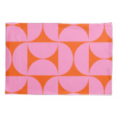 ミッドセンチュリーモダンパター名門私立校風のンのピンクとオレンジ 枕カバー (裏面)