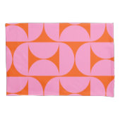 ミッドセンチュリーモダンパター名門私立校風のンのピンクとオレンジ 枕カバー (正面)