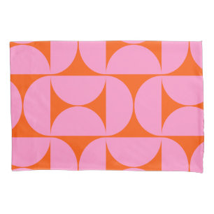 ミッドセンチュリーモダンパター名門私立校風のンのピンクとオレンジ 枕カバー